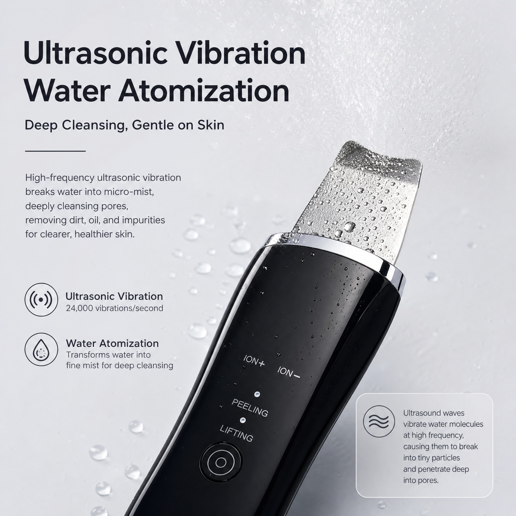 Electric Ultrasonic Skin Scrubber Face Spatula Home Ultrasonic Skin Scrubber Facial Cleaner Handheld Mini Derma Galvanica Tightening Face Scrubber Machine Skin Scrubber USB Ultrasonic - Image 7