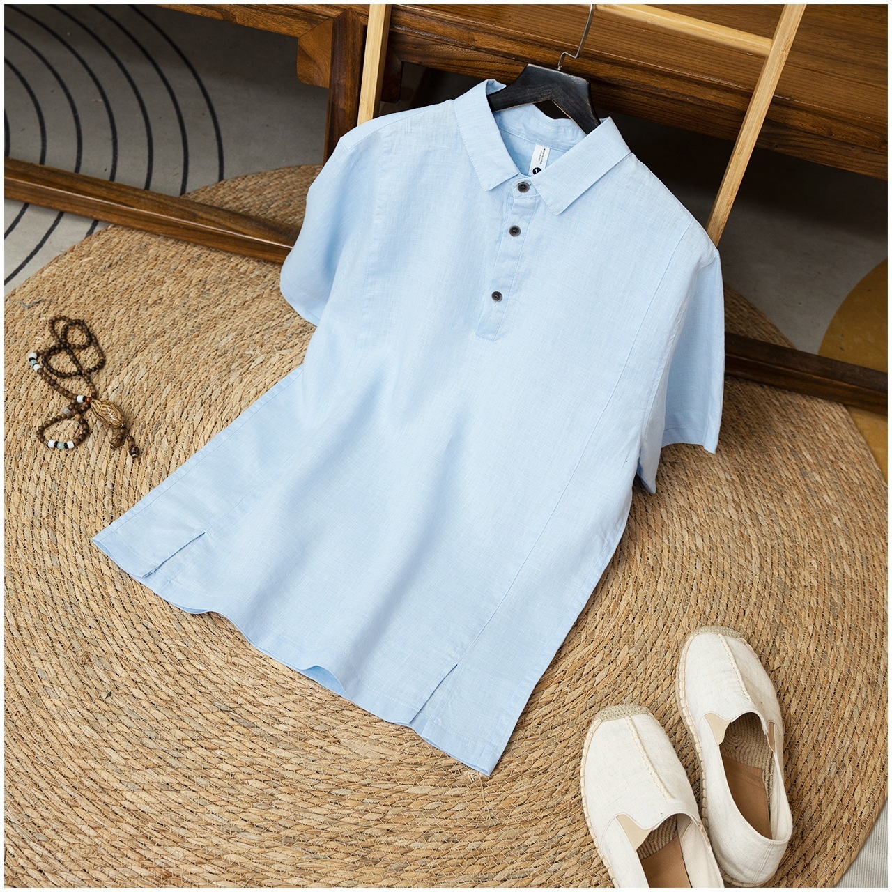 Mens Breathable Linen Short-sleeve Shirt - Image 10
