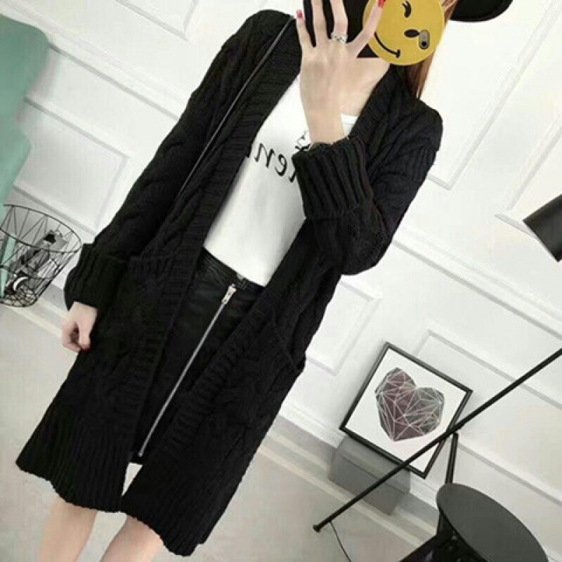 Knitted Cardigan Mid-length With Pockets - Image 2