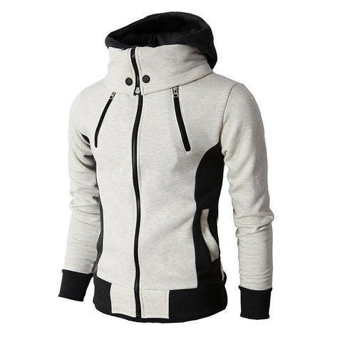 Men's Zip UP Hooded Jacket Fake Two Piece Sports Cardigan Casual Slim Sweatshirt Jacket - Image 3