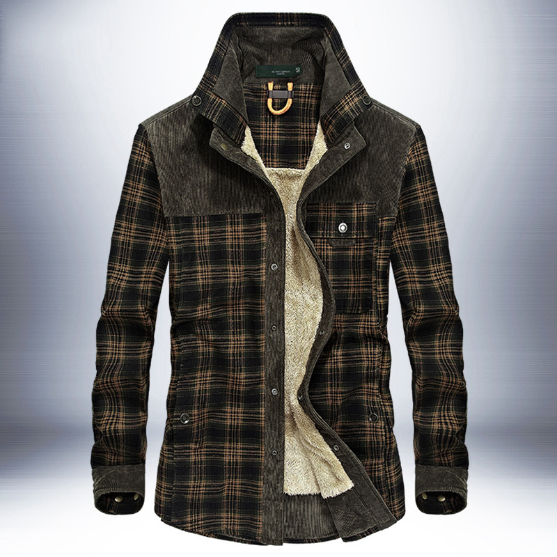 Winter Jacket Men Thicken Warm Fleece Jackets Coats Pure Cotton Plaid Jacket Military Clothes - Image 2