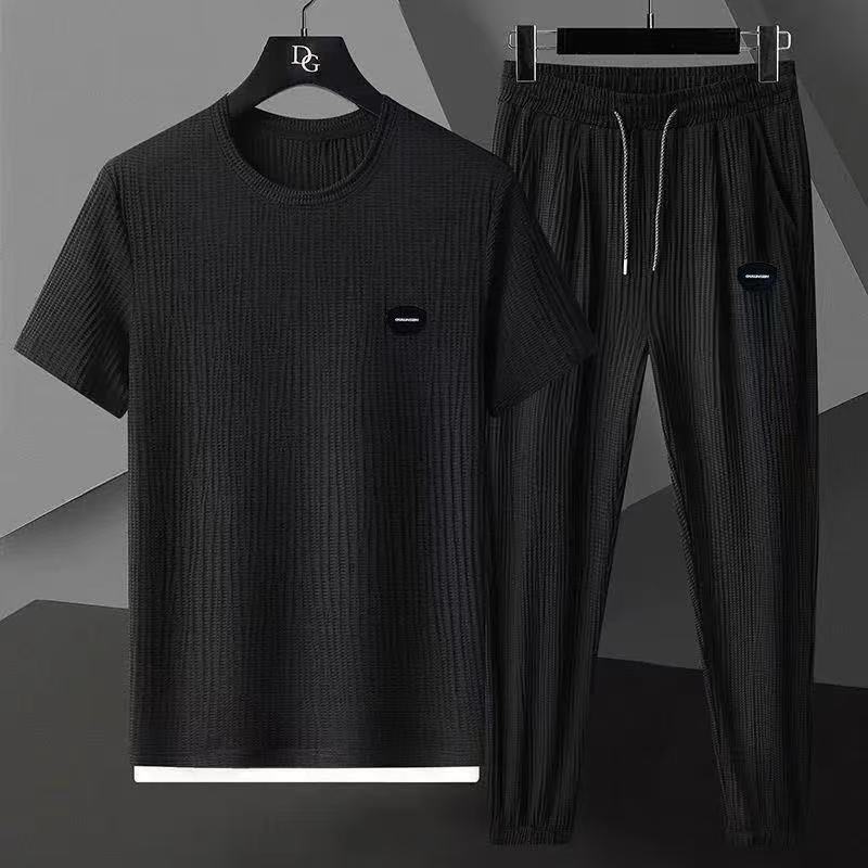 Mens Fashionable Loose-fit Short-sleeve And Long-pants Set - Image 2