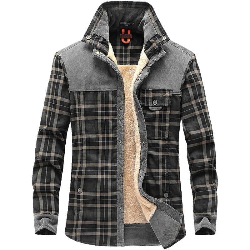 Winter Jacket Men Thicken Warm Fleece Jackets Coats Pure Cotton Plaid Jacket Military Clothes - Image 9