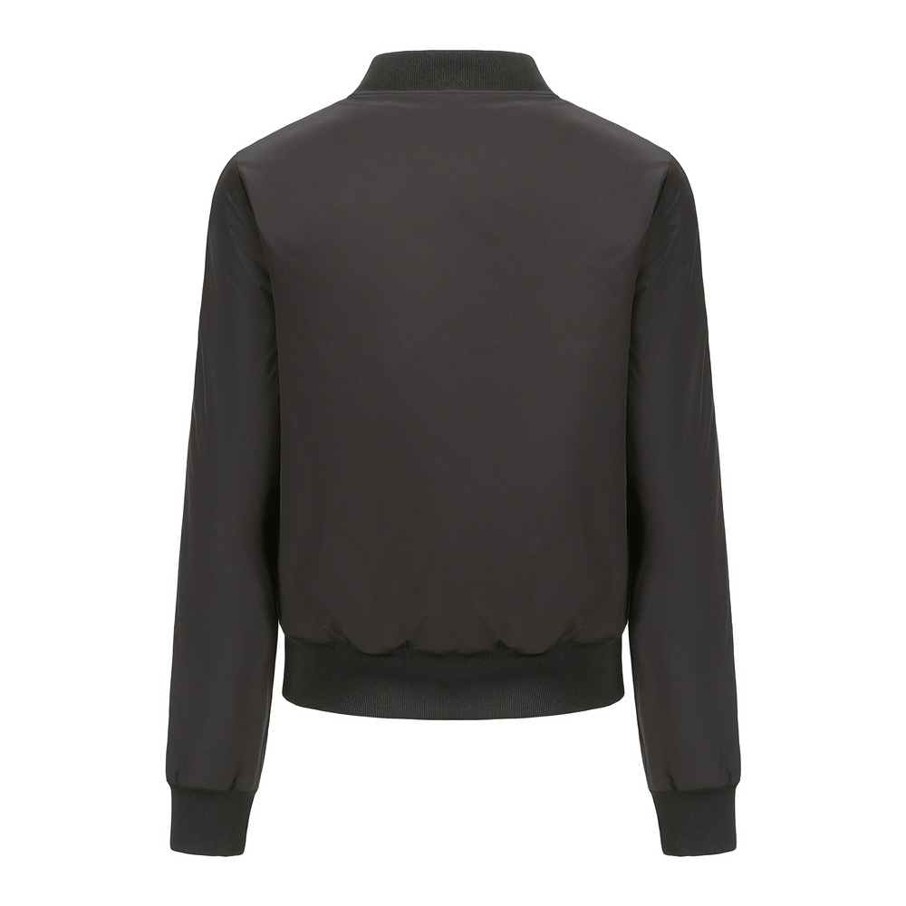 Womens Cropped Aviator Jacket Springautumn Fleece-lined Coat - Image 4