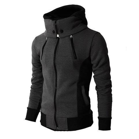 Men's Zip UP Hooded Jacket Fake Two Piece Sports Cardigan Casual Slim Sweatshirt Jacket - Image 7