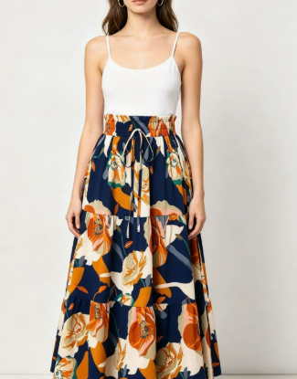 High-waisted A-line Skirt Bohemian-style Printed Flared Skirt - Image 8