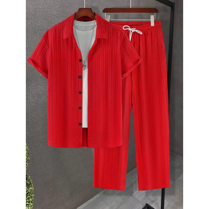 Digital-print Short-sleeve Shirt And Pants Set - Image 3