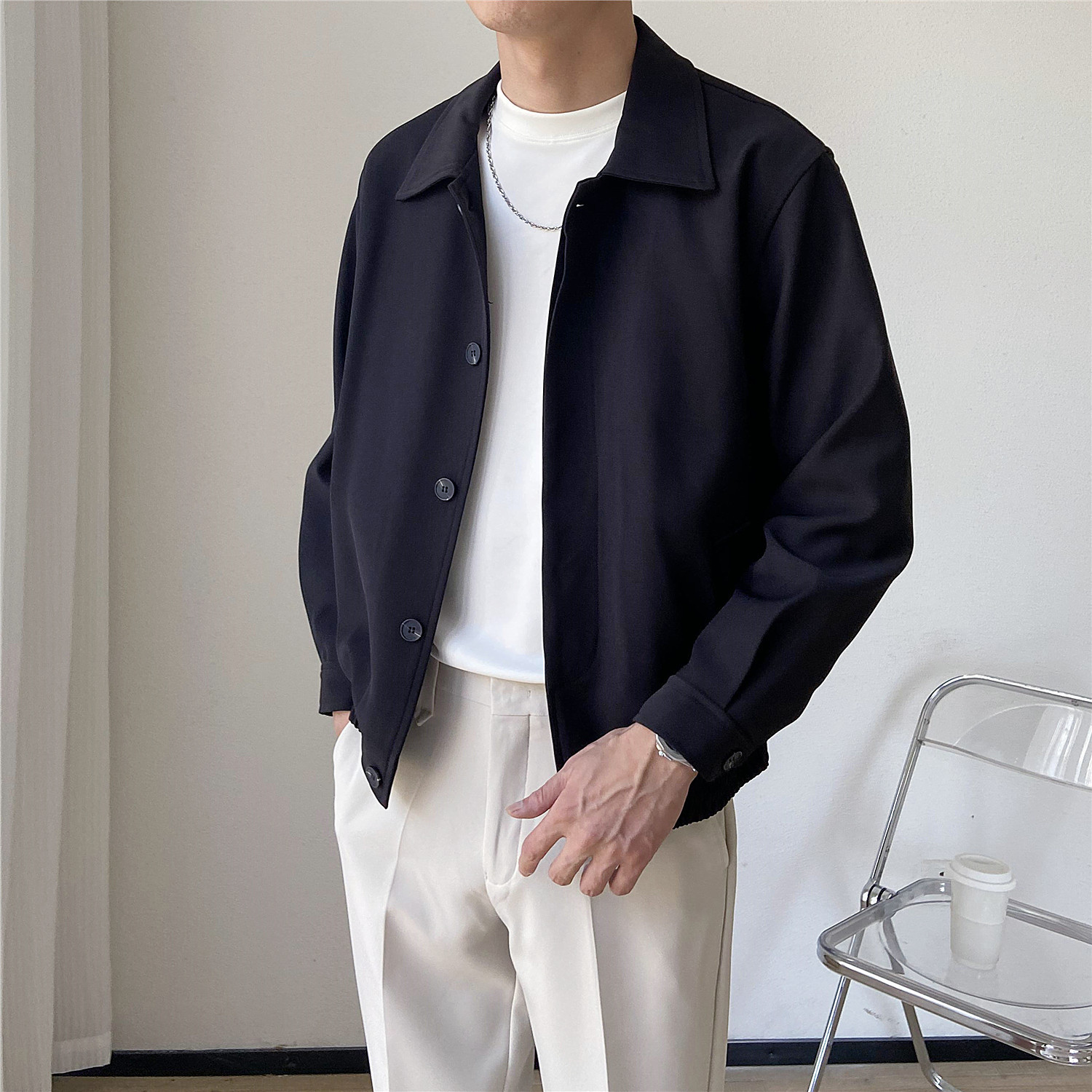 SpringAutumn Korean-style Mature Mens Clothing Loose-fitting Cropped Style - Image 7