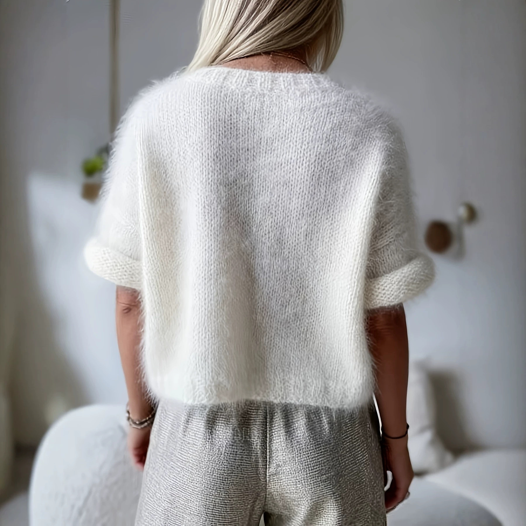 Elegant Casual Womens Sweater With Slanted Shoulders - Image 3