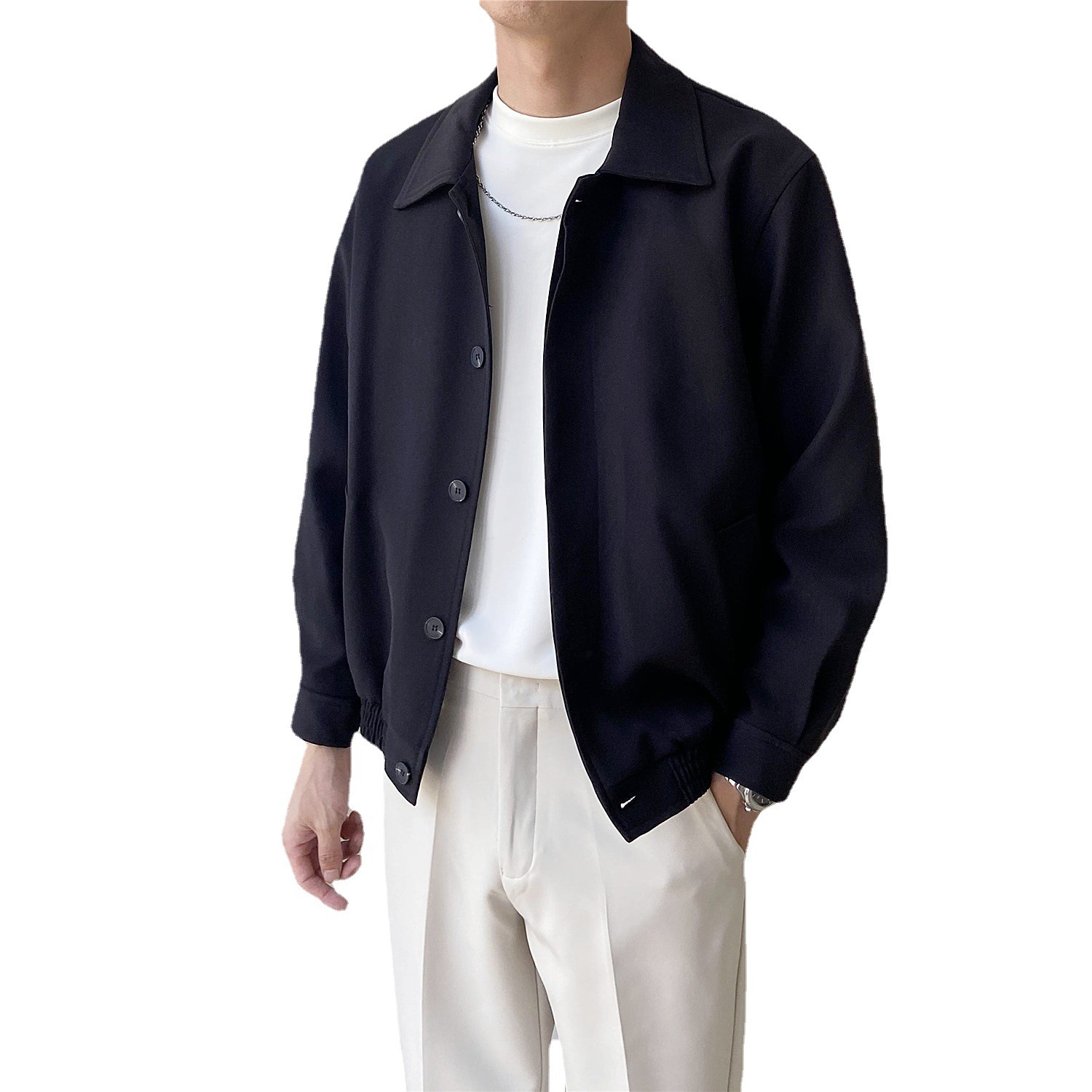 SpringAutumn Korean-style Mature Mens Clothing Loose-fitting Cropped Style - Image 5