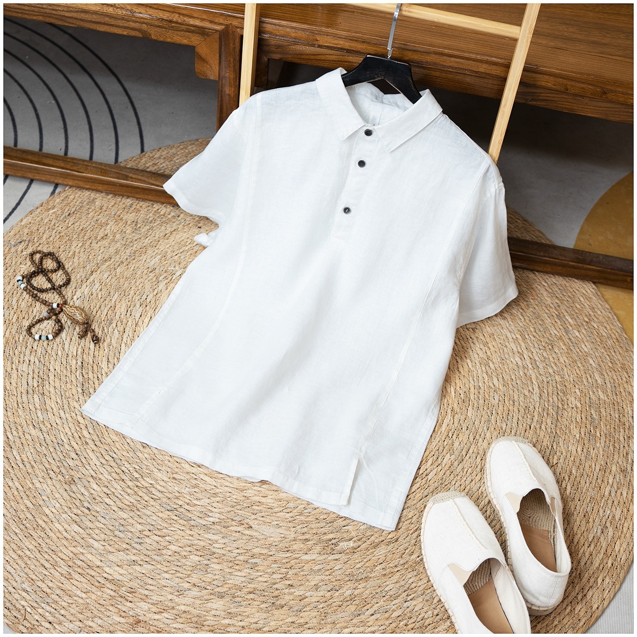 Mens Breathable Linen Short-sleeve Shirt - Image 9