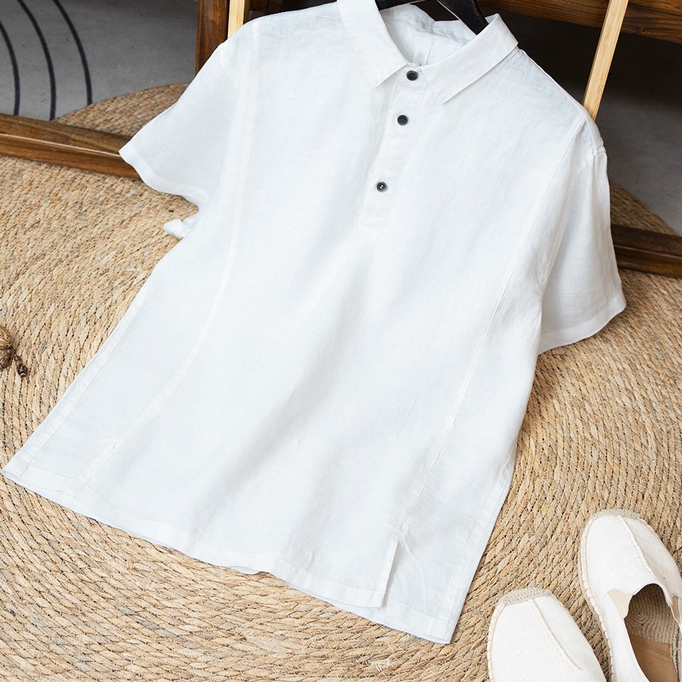 Mens Breathable Linen Short-sleeve Shirt - Image 5