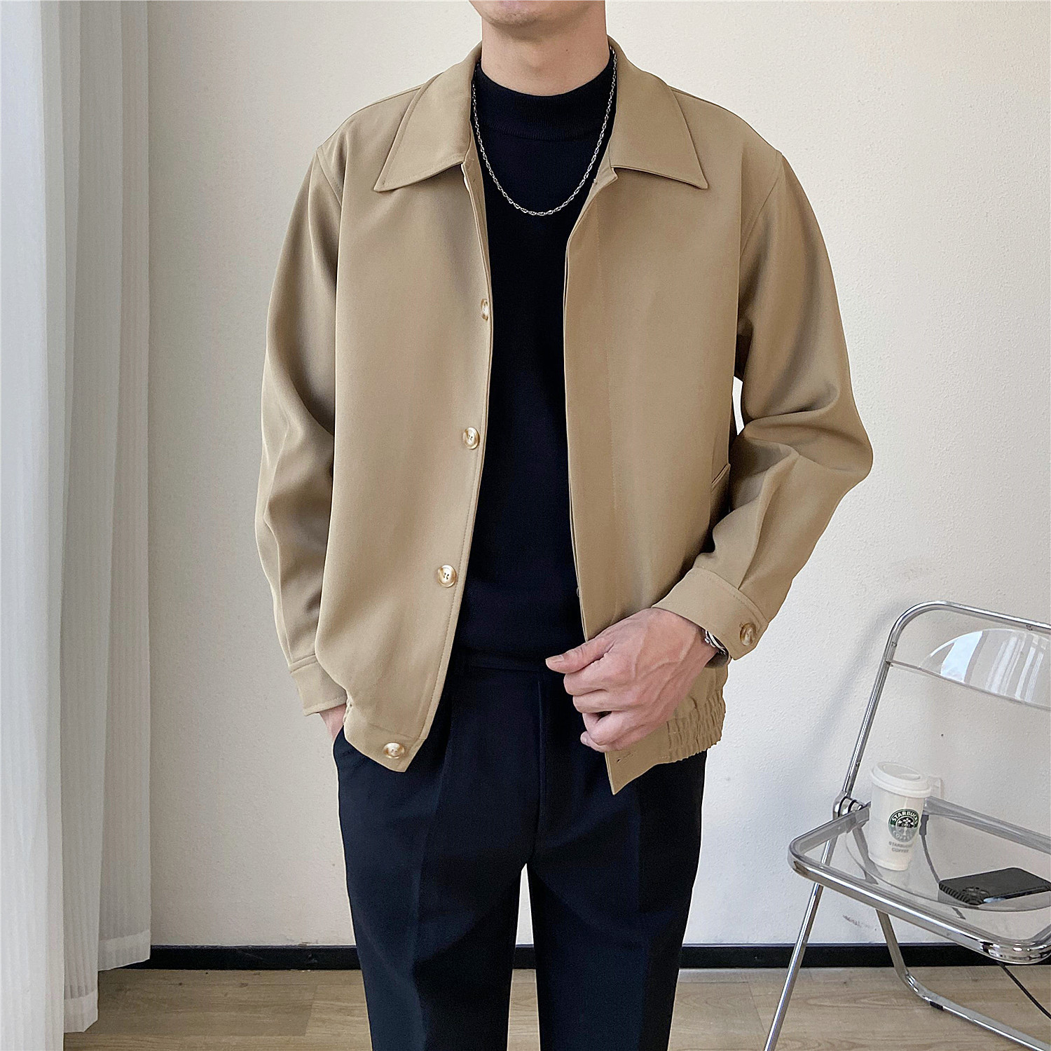 SpringAutumn Korean-style Mature Mens Clothing Loose-fitting Cropped Style - Image 8