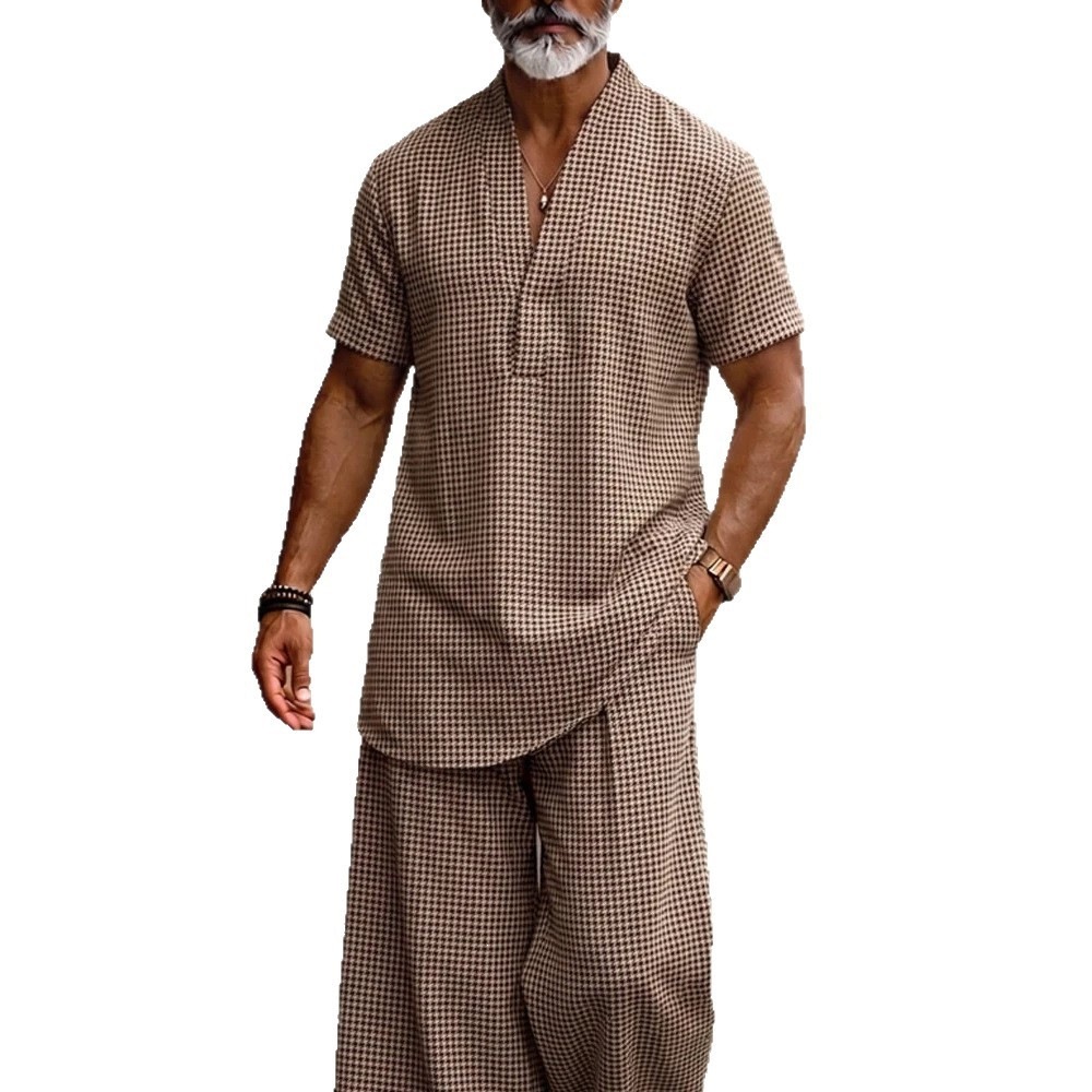 Plaid Top Shirt And Casual Pants Set - Image 5
