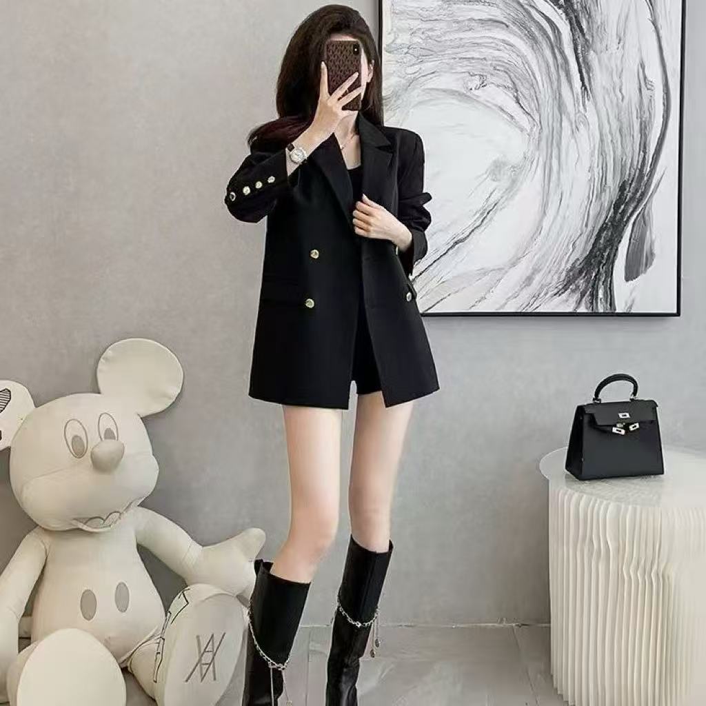 Womens Casual Solid-color Fashionable Black Coat - Image 3