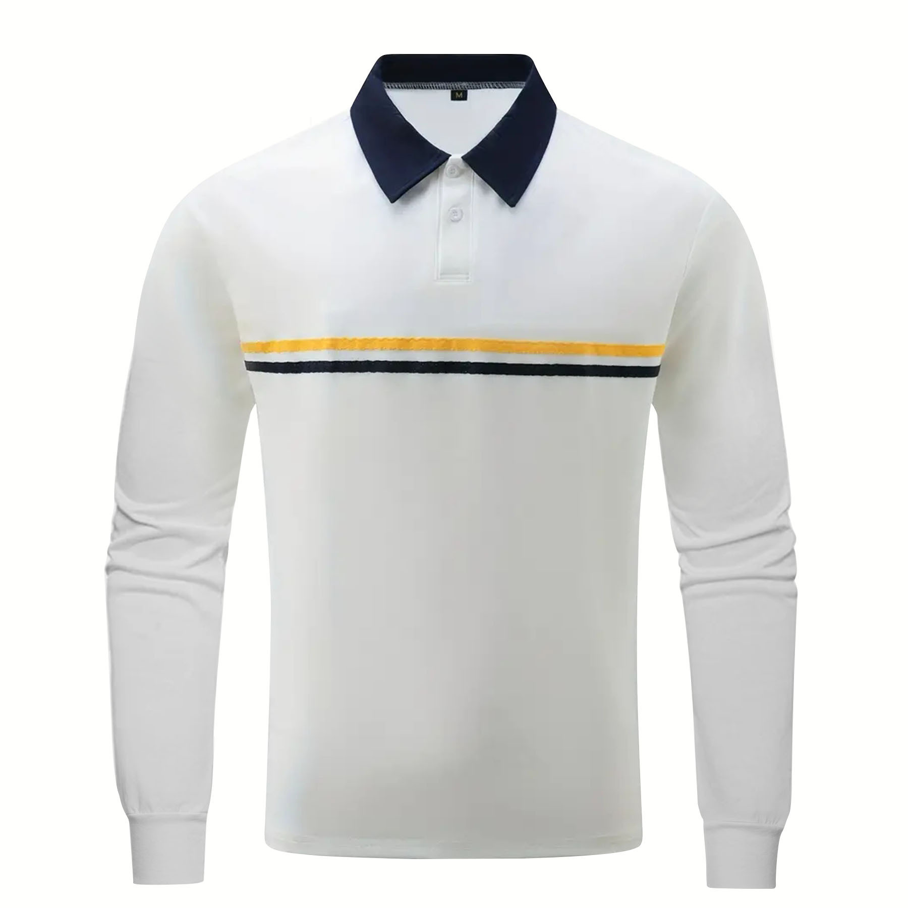 Button-down Long-sleeve Mens Sports Polo Shirt - Image 5