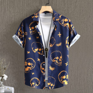 Mens Short-sleeve Fashion Print Shirt