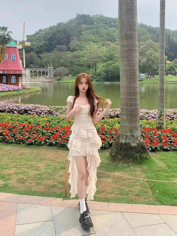 First Love Irregular Ruffled Slim-Fit Dress - Image 6