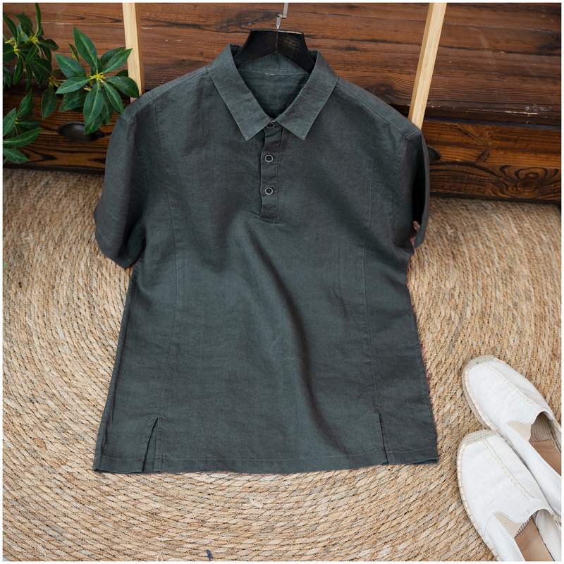 Mens Breathable Linen Short-sleeve Shirt - Image 6