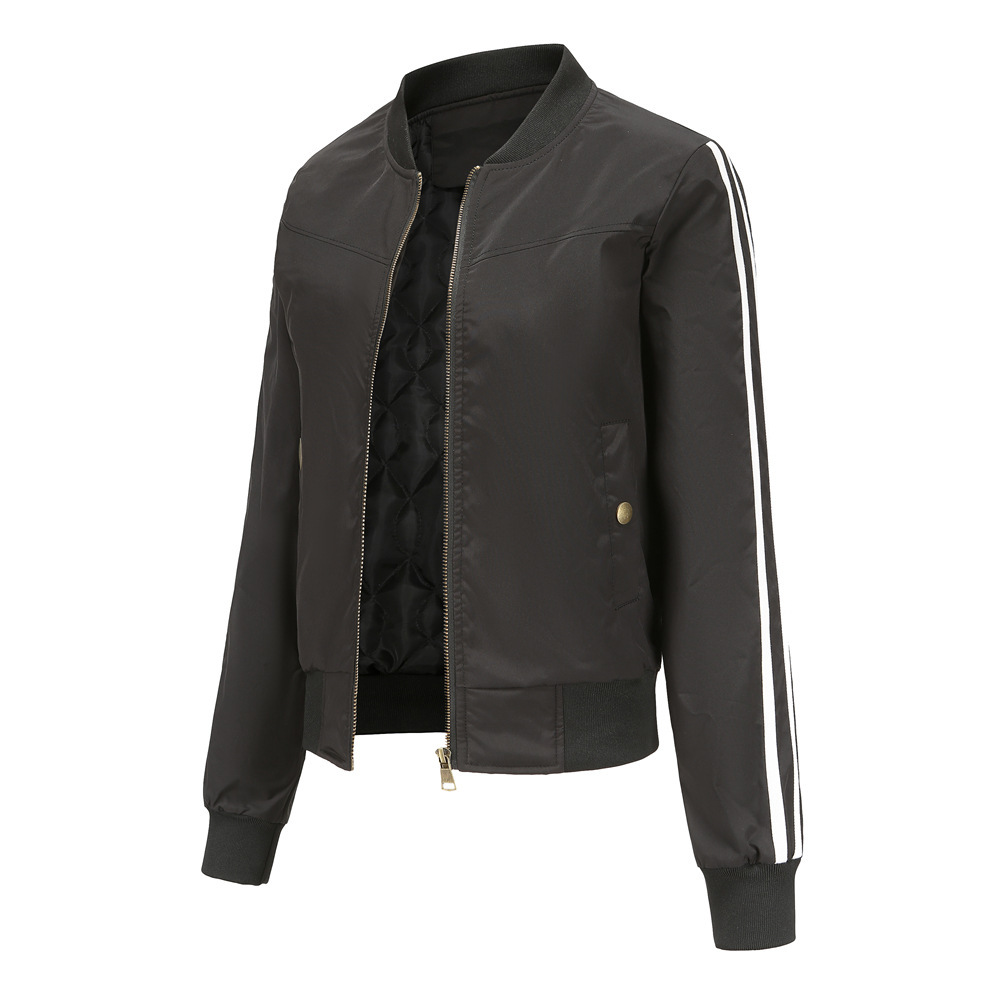 Womens Cropped Aviator Jacket Springautumn Fleece-lined Coat - Image 7