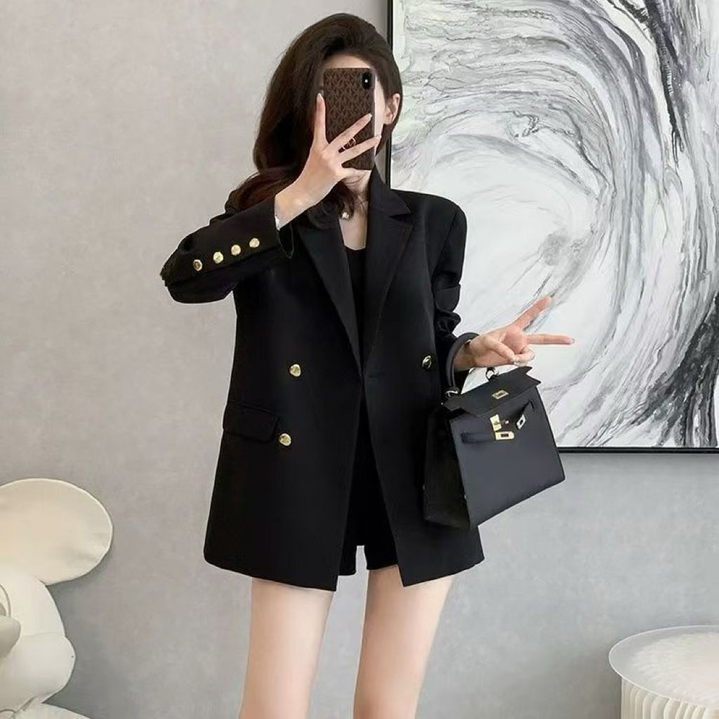 Womens Casual Solid-color Fashionable Black Coat