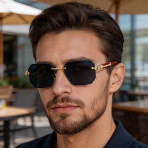 Mens Rimless Diamond-cut Edge Sunglasses