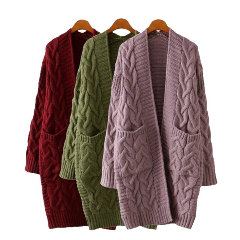 Knitted Cardigan Mid-length With Pockets - Image 6