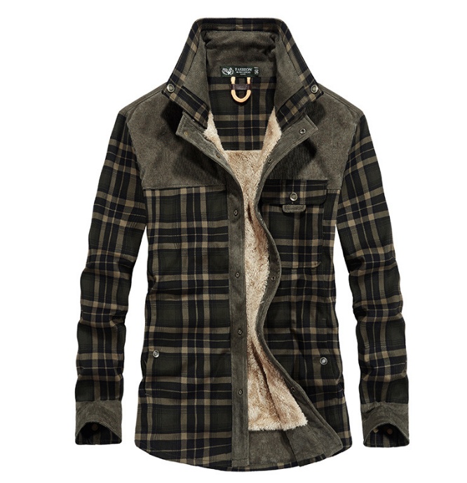 Winter Jacket Men Thicken Warm Fleece Jackets Coats Pure Cotton Plaid Jacket Military Clothes - Image 6