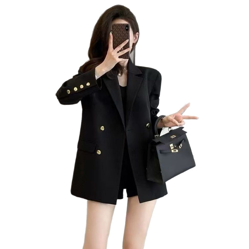 Womens Casual Solid-color Fashionable Black Coat - Image 5