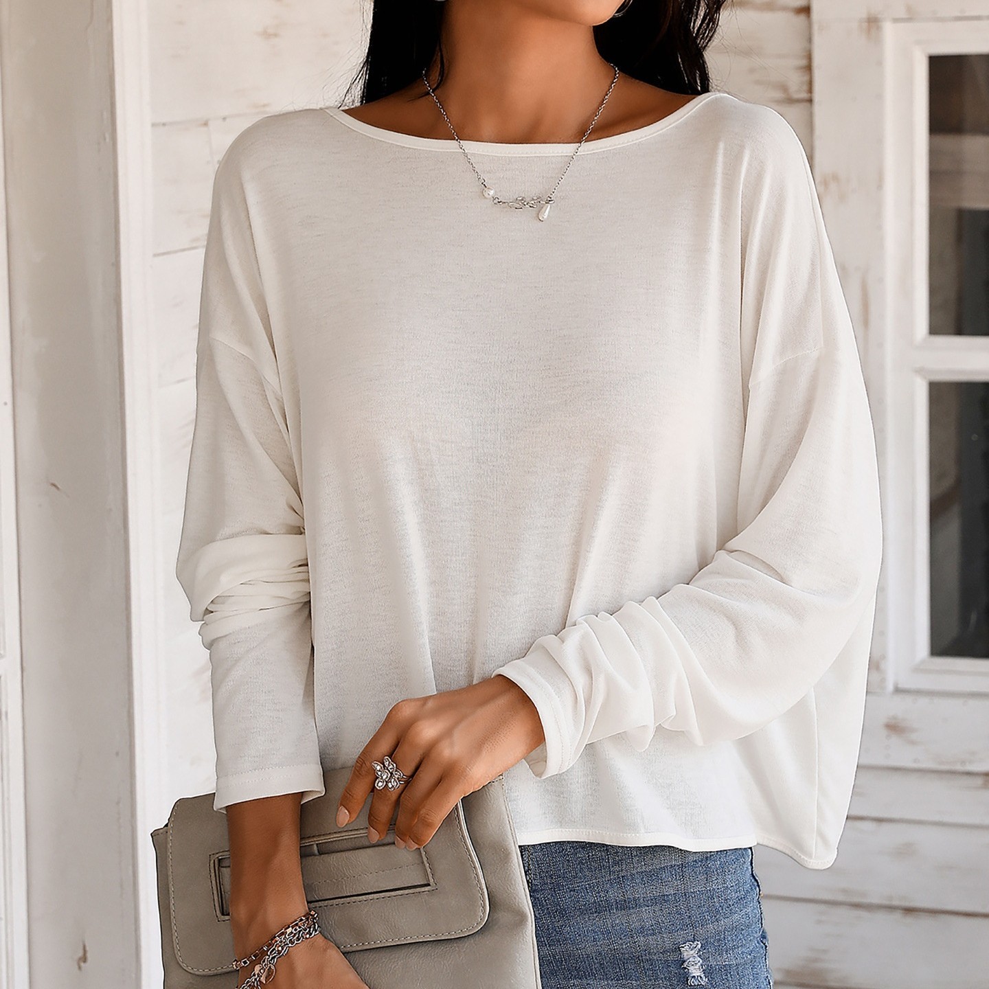 Decorative Long-sleeve Sun-protection Versatile T-shirt