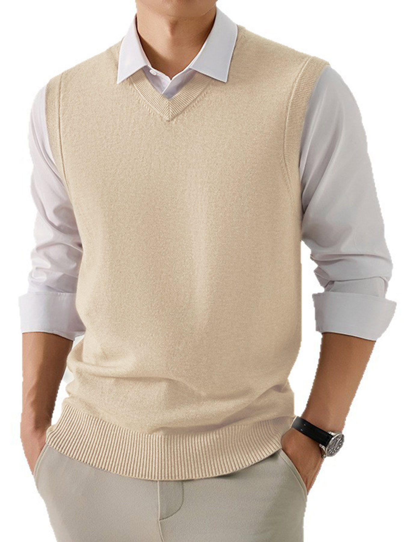 Mens Vest, Business-Casual Waistcoat Loose-Fit Outerwear For Suits - Image 7