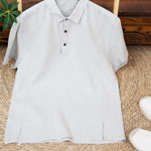Mens Breathable Linen Short-sleeve Shirt - Image 2