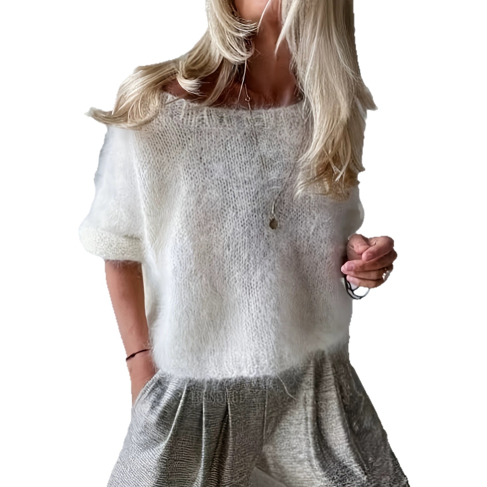 Elegant Casual Womens Sweater With Slanted Shoulders - Image 6