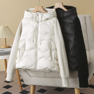 Plus-size Short Down Jacket With Patchwork Sleeves