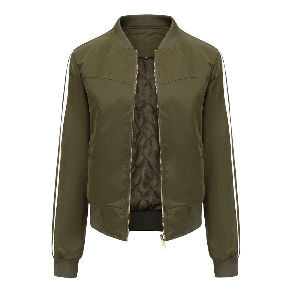 Womens Cropped Aviator Jacket Springautumn Fleece-lined Coat - Image 3