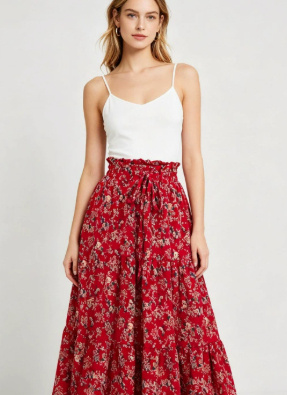 High-waisted A-line Skirt Bohemian-style Printed Flared Skirt - Image 4