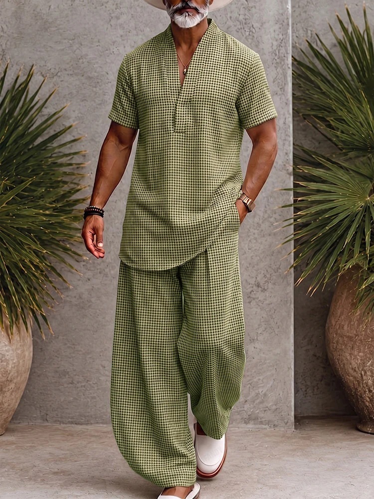Plaid Top Shirt And Casual Pants Set - Image 9