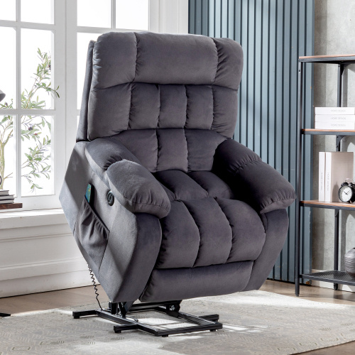 Electric Power Lift Recliner Chair Sofa With Massage And Heat For Elderly 2 Side Pockets USB Ports Single Recliner Chairs For Living Room Overstuffed Breathable Fabric Reclining - Image 5