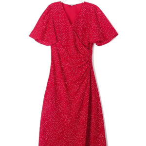 Womens V-neck Floral-print Short-sleeve Dress