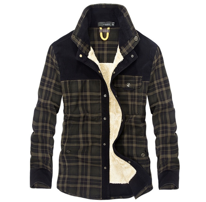 Winter Jacket Men Thicken Warm Fleece Jackets Coats Pure Cotton Plaid Jacket Military Clothes - Image 8