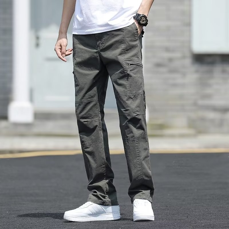 Mens Multi-Pocket Straight-Leg Long Pants - Image 2