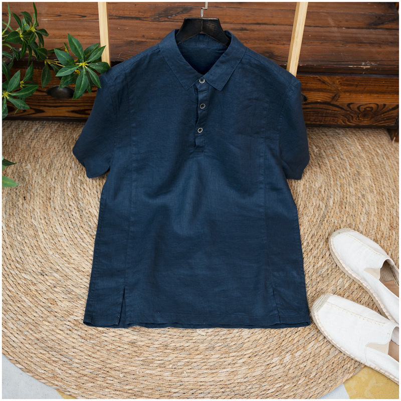 Mens Breathable Linen Short-sleeve Shirt - Image 7