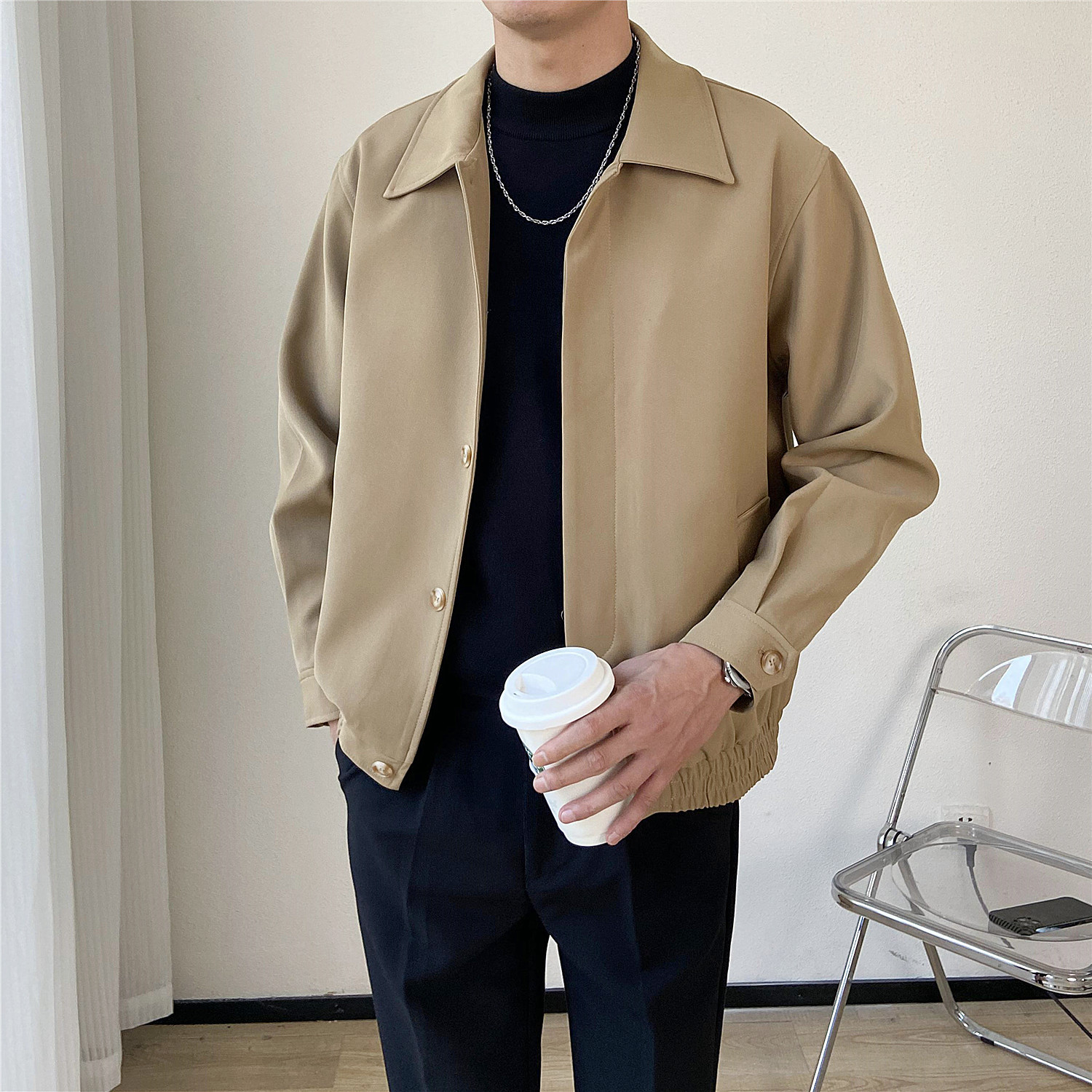 SpringAutumn Korean-style Mature Mens Clothing Loose-fitting Cropped Style - Image 2