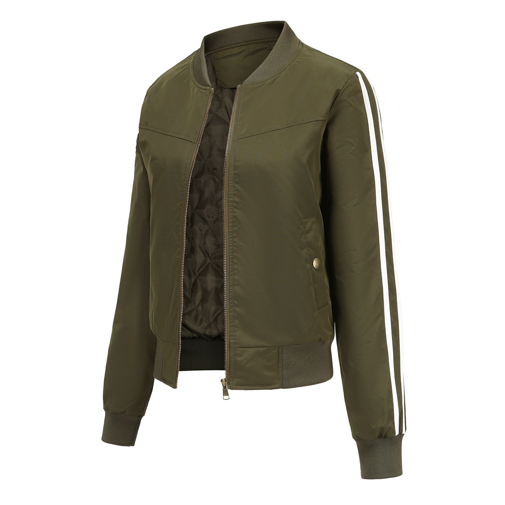 Womens Cropped Aviator Jacket Springautumn Fleece-lined Coat - Image 8