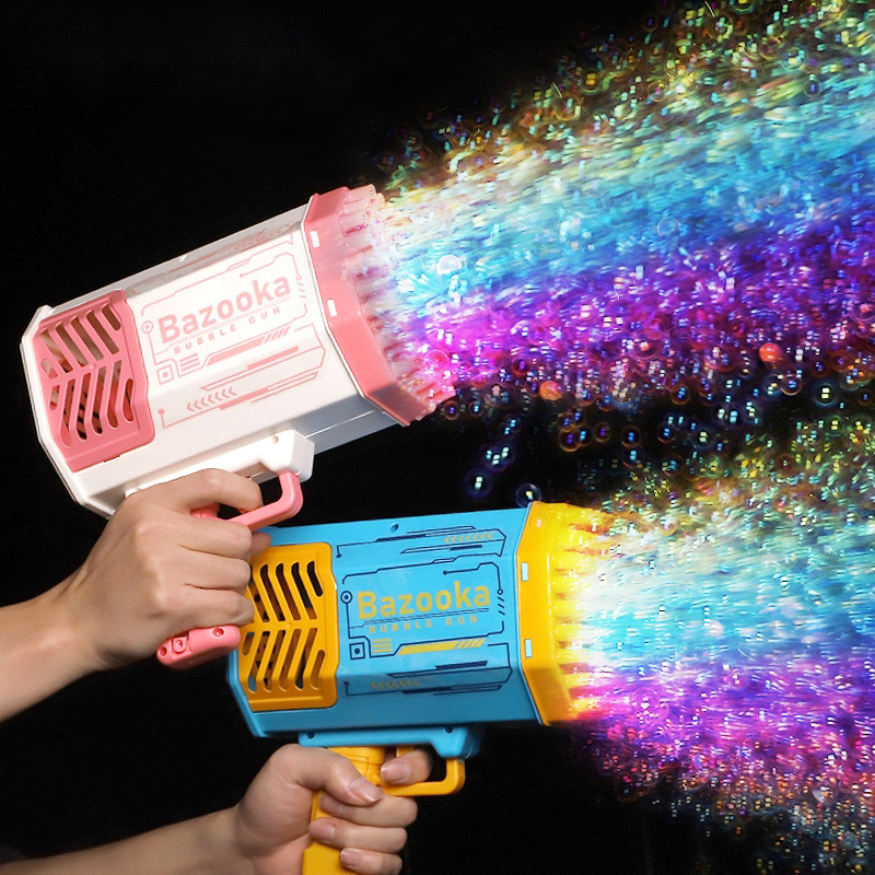Bubble Gun Rocket 69 Holes Soap Bubbles Machine Gun Shape Automatic Blower With Light Toys For Kids Pomperos - Image 9
