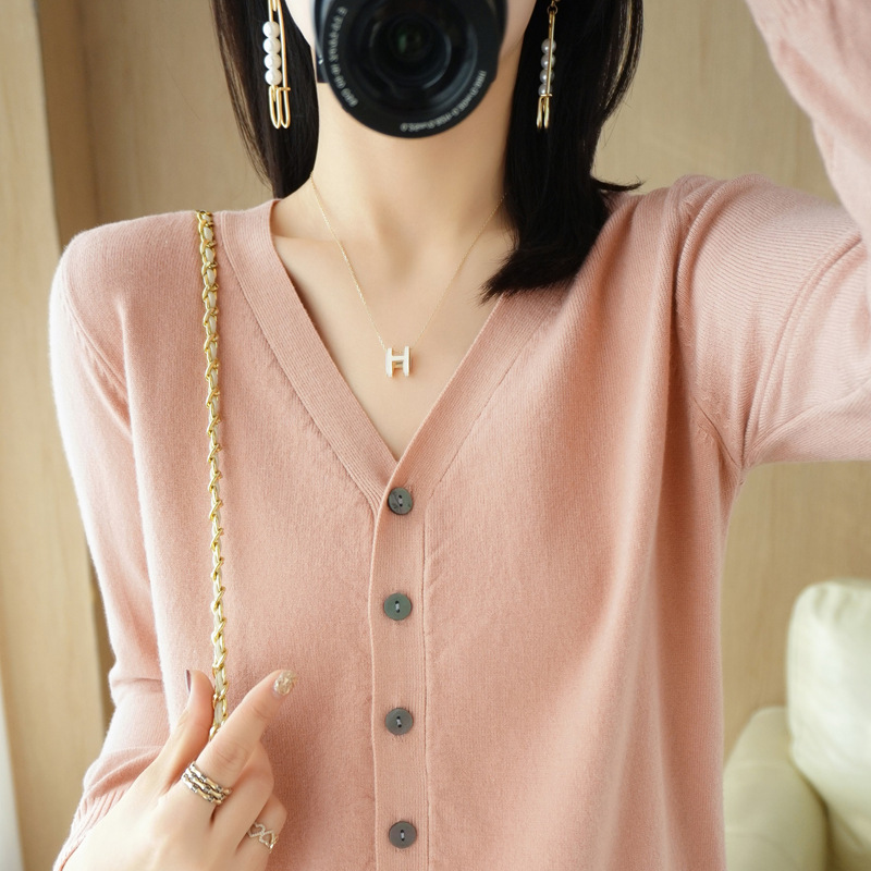 SpringSummer V-neck Cardigan Long-Sleeve Knit Top - Image 7