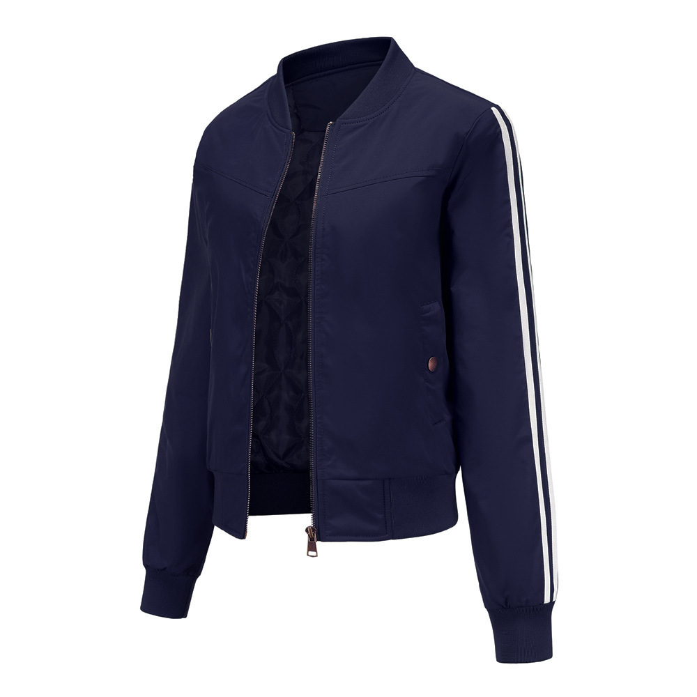 Womens Cropped Aviator Jacket Springautumn Fleece-lined Coat - Image 9