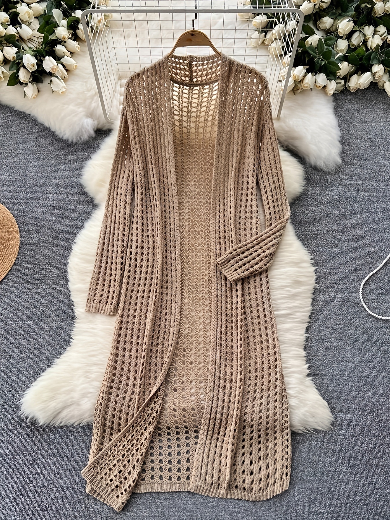 Womens Solid-color Loose-fitting Fashionable Hollow-out Jacket - Image 6