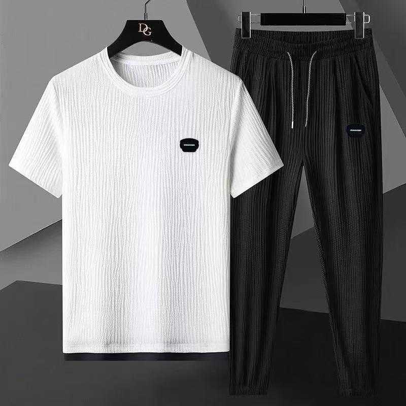 Mens Fashionable Loose-fit Short-sleeve And Long-pants Set - Image 3