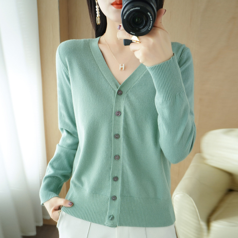 SpringSummer V-neck Cardigan Long-Sleeve Knit Top - Image 9